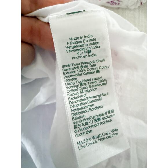 Crewcuts Factory | Girls' Block-Print Smocked Cross-Back Dress White Violet | 16 - Picture 8 of 9